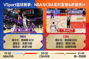VSport篮球赛事NBA与CBA实时直播与数据统计图